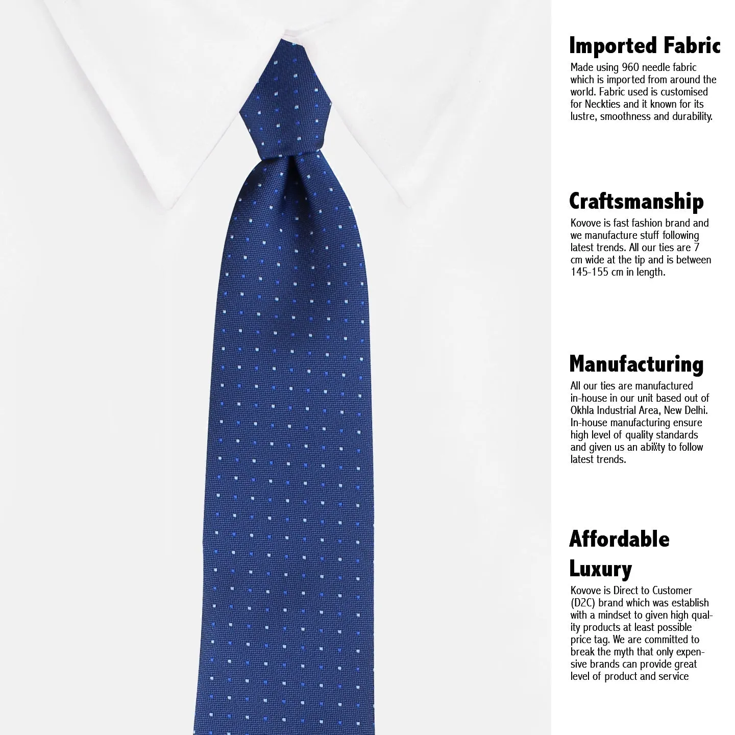 Kovove Refreshing Blue Polka Dot Necktie and Pocket Square Gift Box