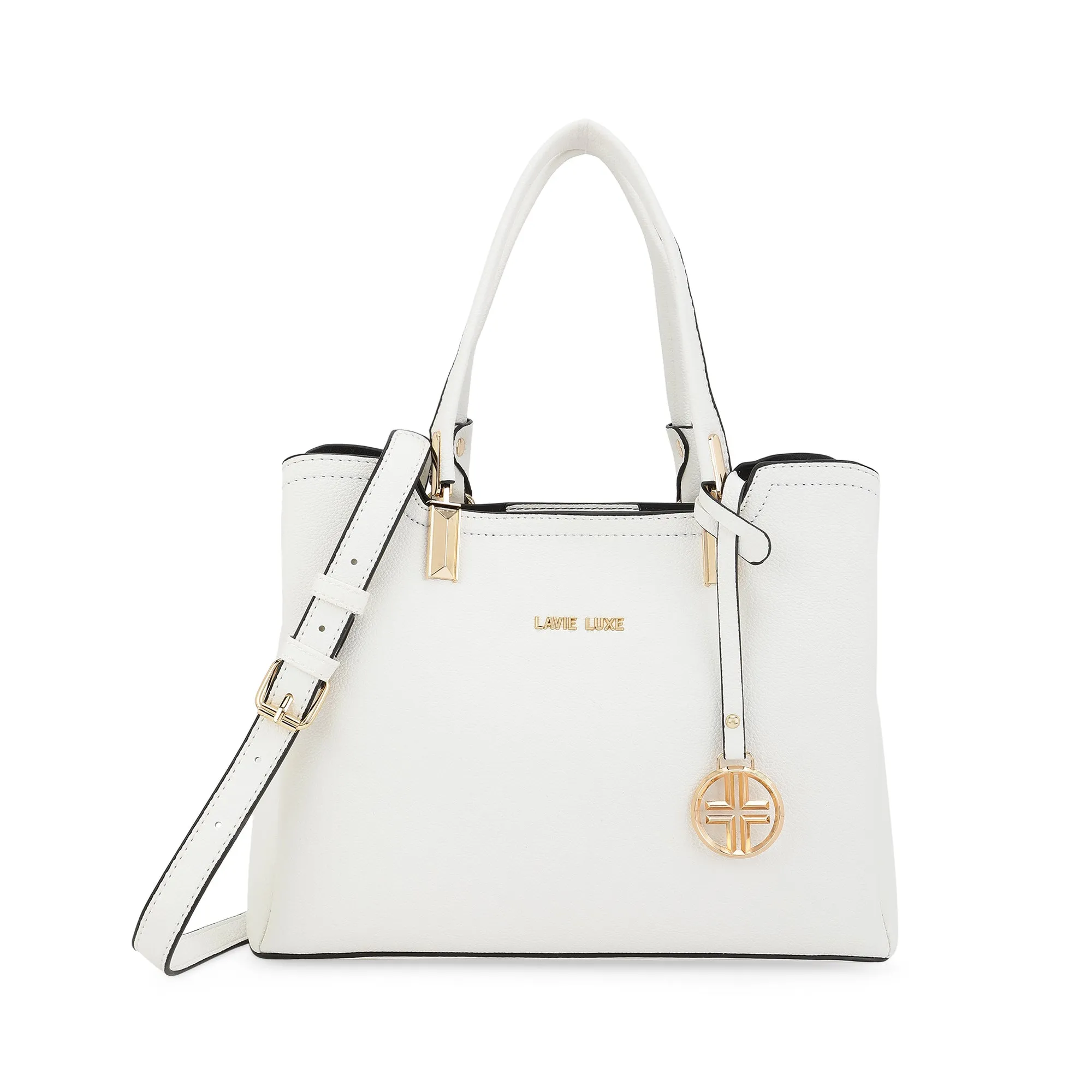 Lavie Luxe Off White Medium Women's Azura 23 3 Compartments Satchel Bag