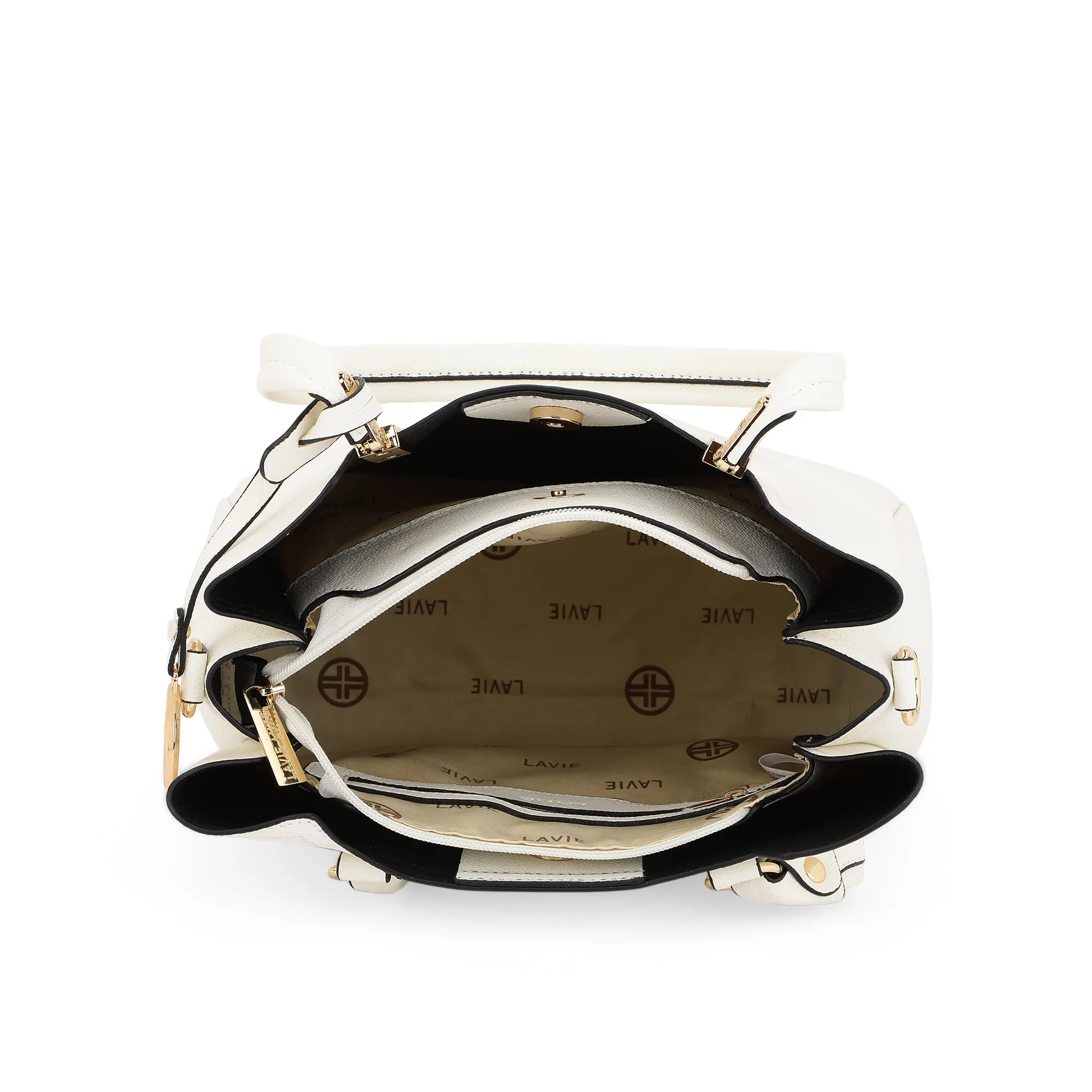Lavie Luxe Off White Medium Women's Azura 23 3 Compartments Satchel Bag