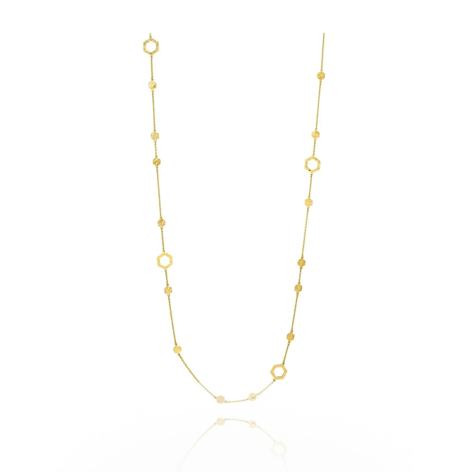 Long Hexagon and Sphere Link Necklace