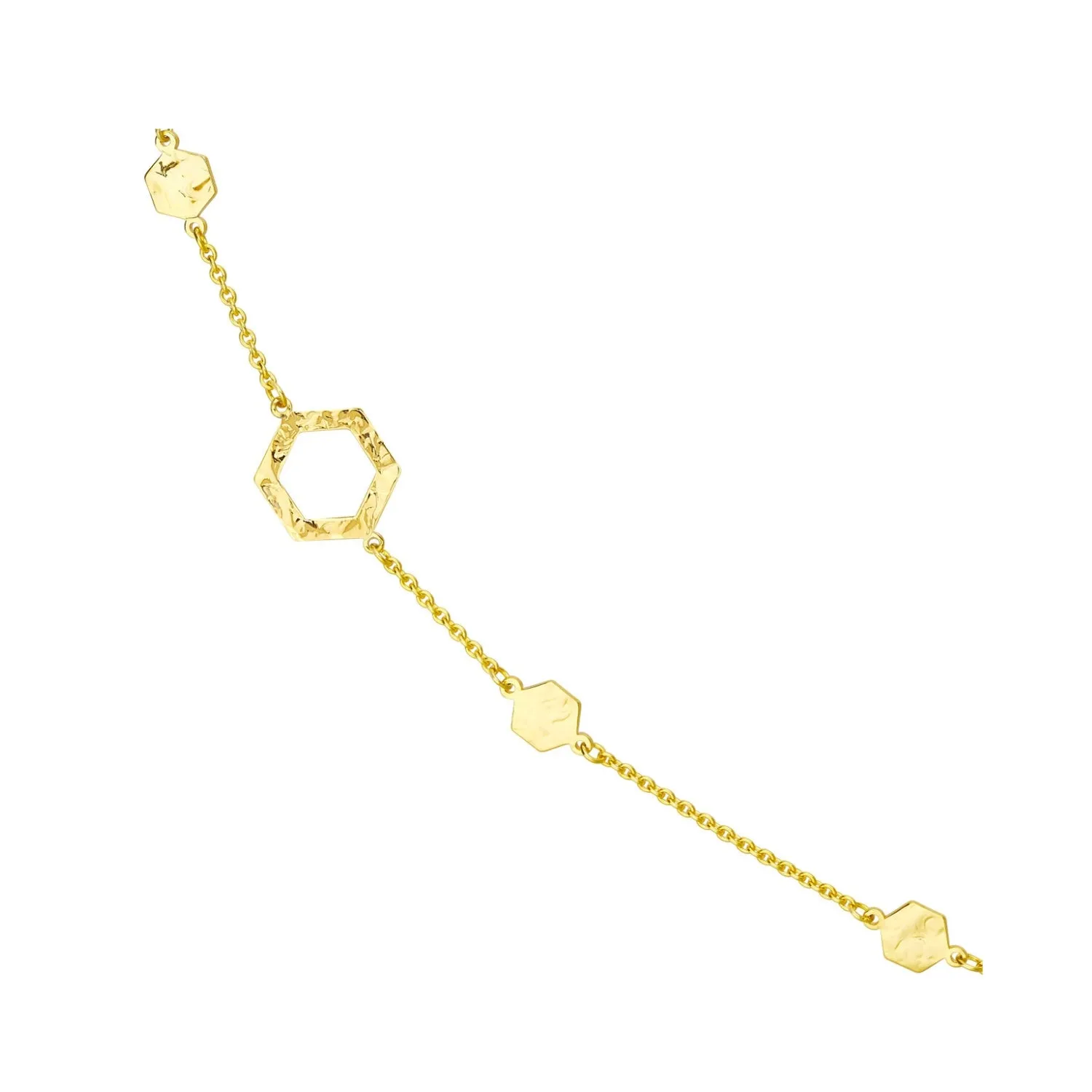 Long Hexagon and Sphere Link Necklace