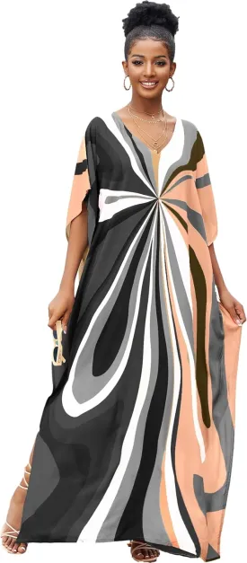 LOUSEA women's swimsuit cover up Batwing sleeve green beach long dress loose caftans for women bathing suit cover up dress