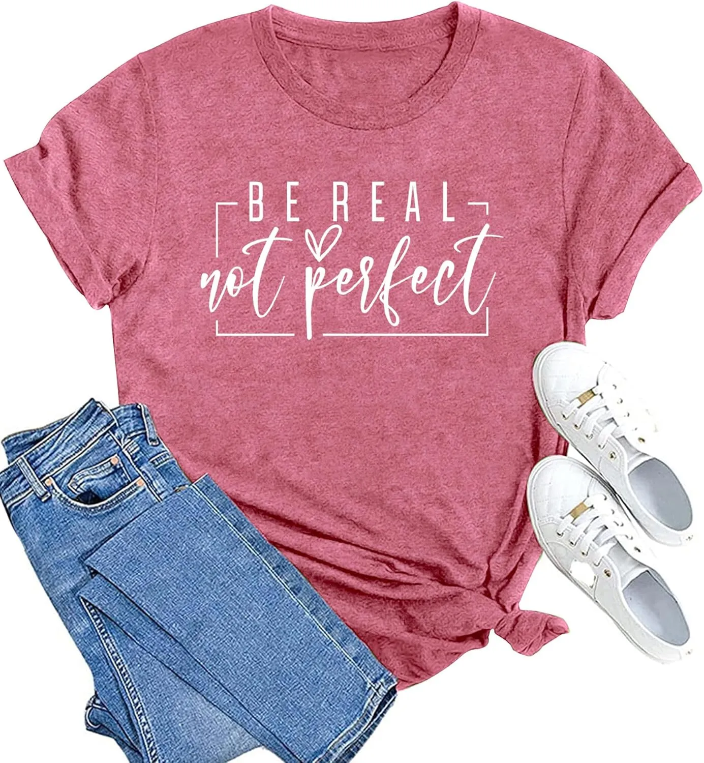 MAIHUN Womens Kindness Shirt Be Real Not Perfect Tshirt Inspirational Positive Short Sleeve