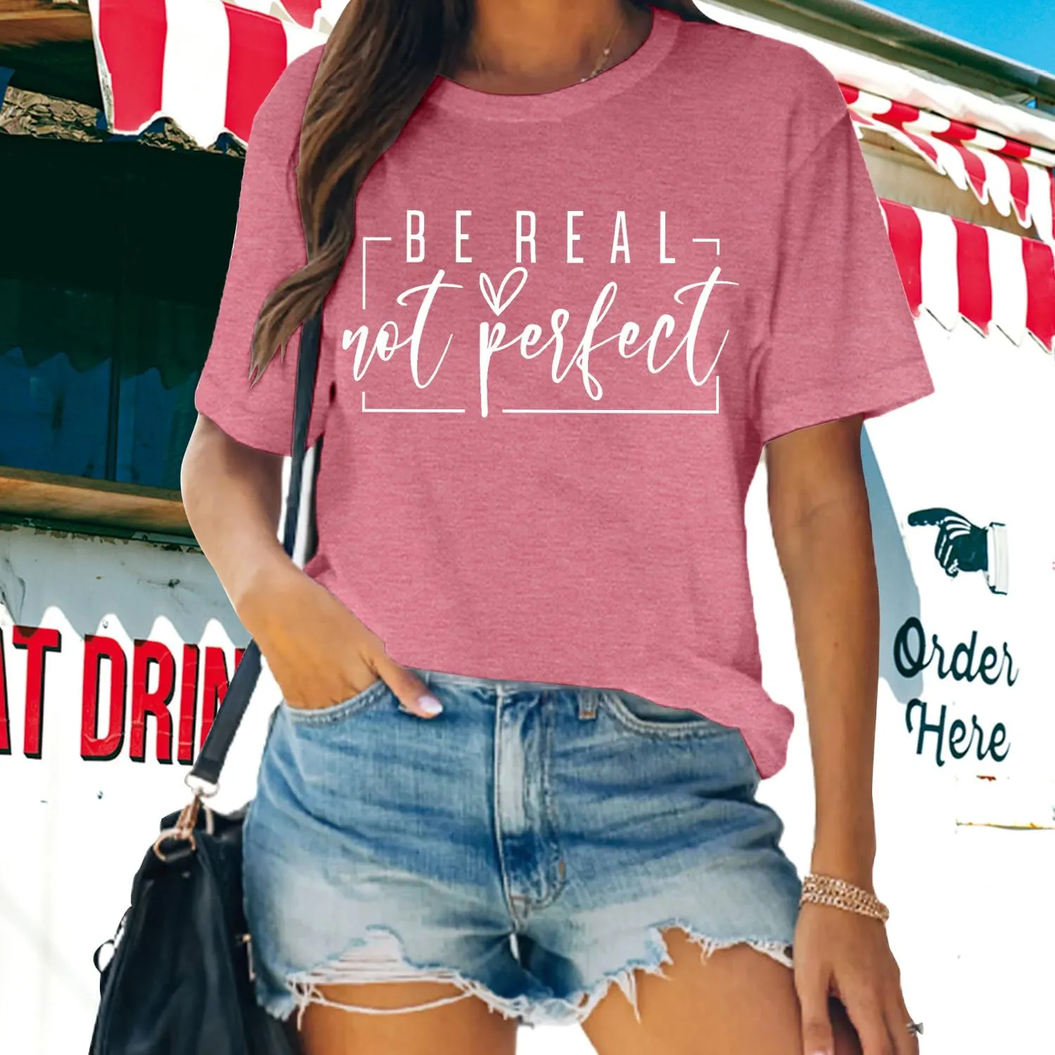 MAIHUN Womens Kindness Shirt Be Real Not Perfect Tshirt Inspirational Positive Short Sleeve