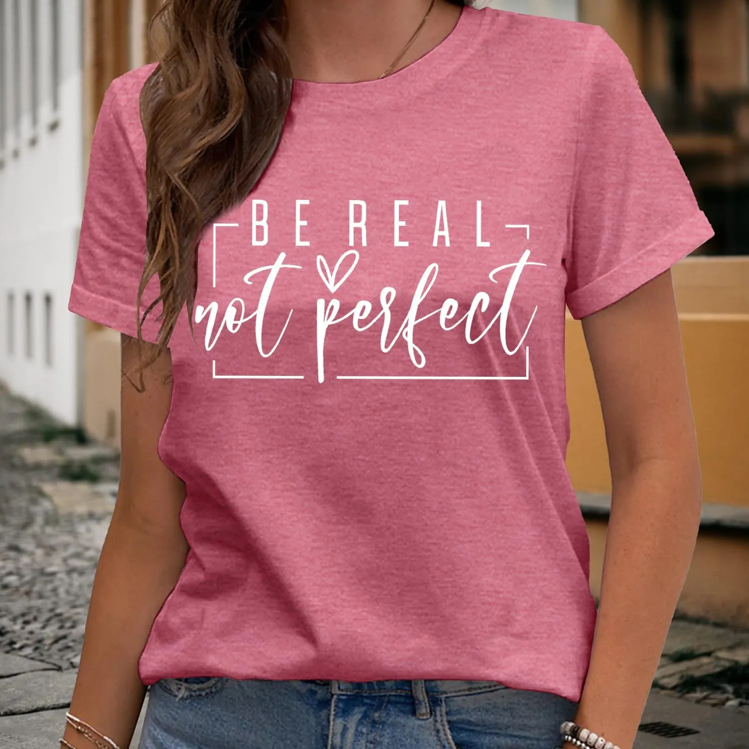 MAIHUN Womens Kindness Shirt Be Real Not Perfect Tshirt Inspirational Positive Short Sleeve