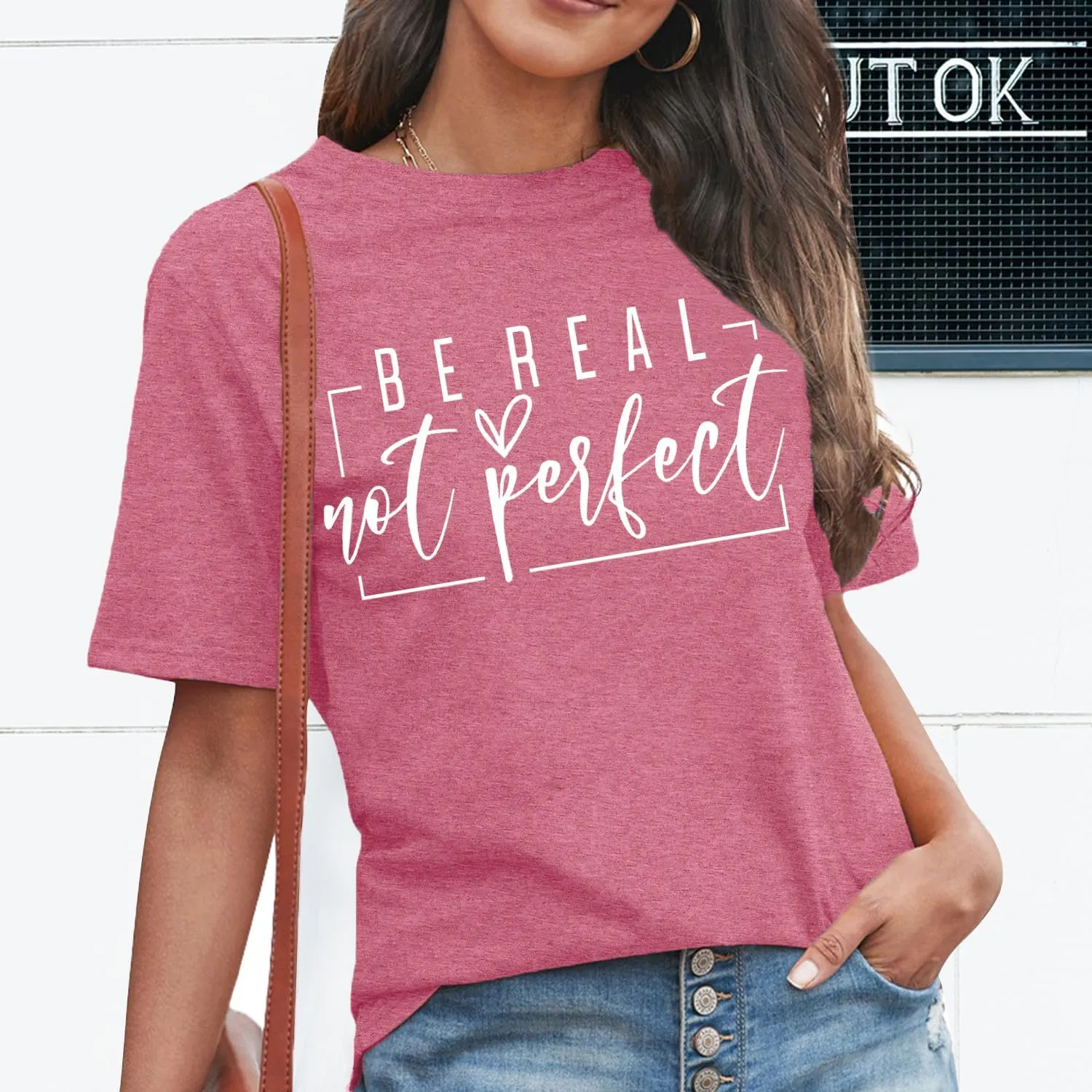 MAIHUN Womens Kindness Shirt Be Real Not Perfect Tshirt Inspirational Positive Short Sleeve