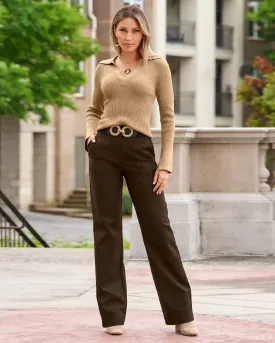 Malibu Modern High-Waist Wide-Leg Pant Safari Brown