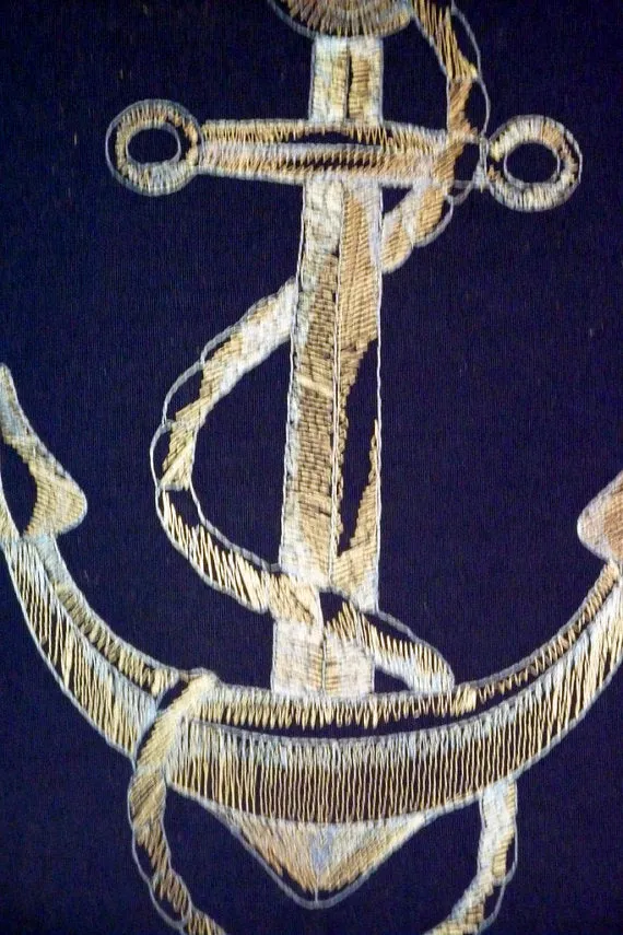 Nautical Pillows Set of 2 Navy blue and white Embroidered pillows