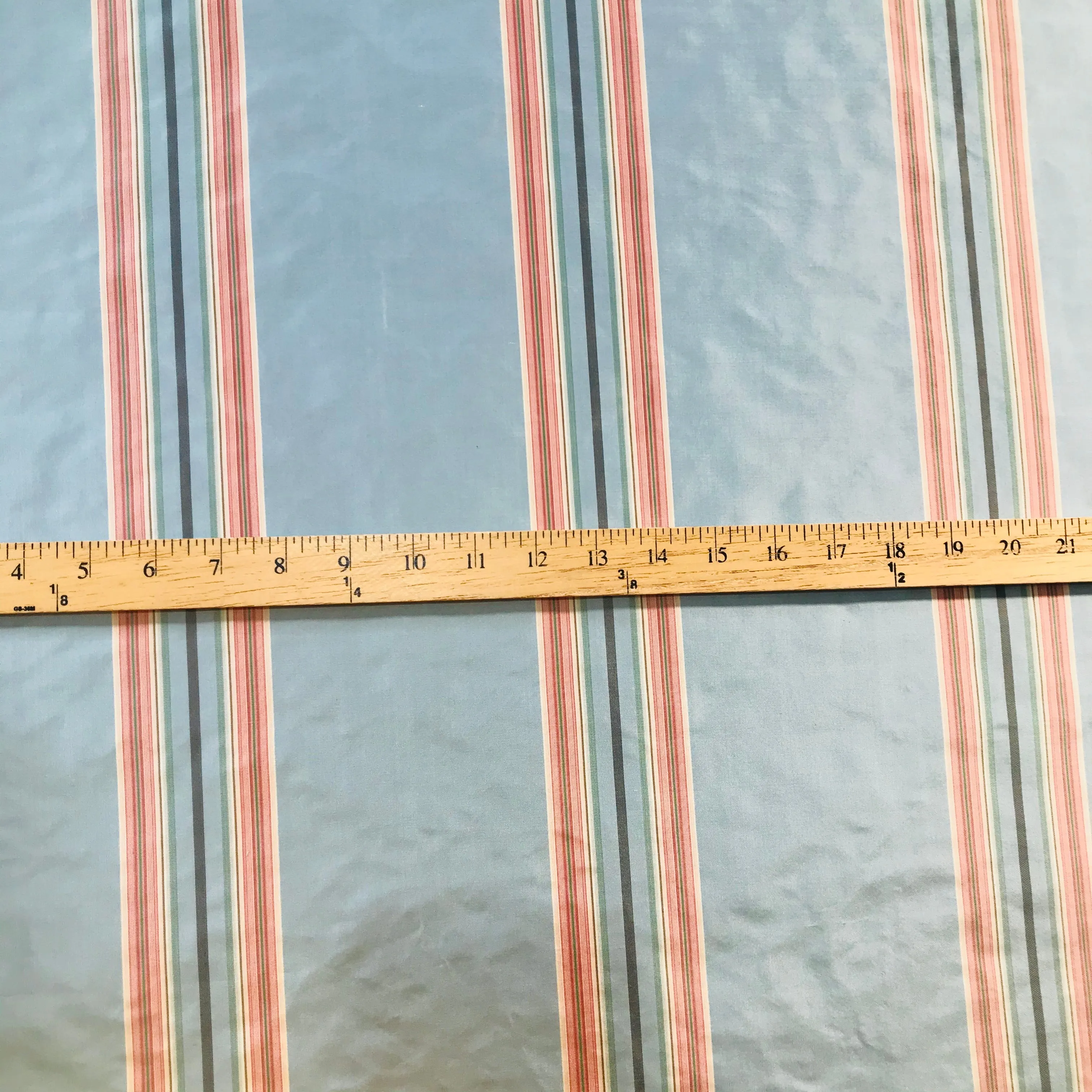 NEW Princess Josephine Designer 100% Silk Taffeta Stripes Fabric - Blue 55” Wide