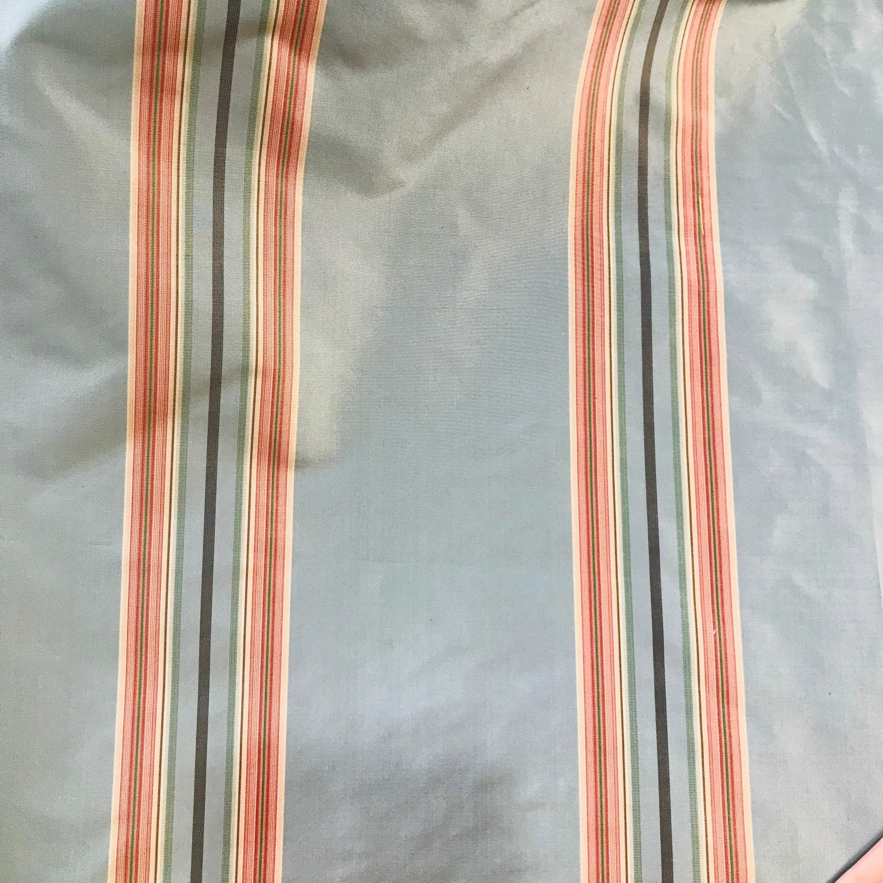 NEW Princess Josephine Designer 100% Silk Taffeta Stripes Fabric - Blue 55” Wide