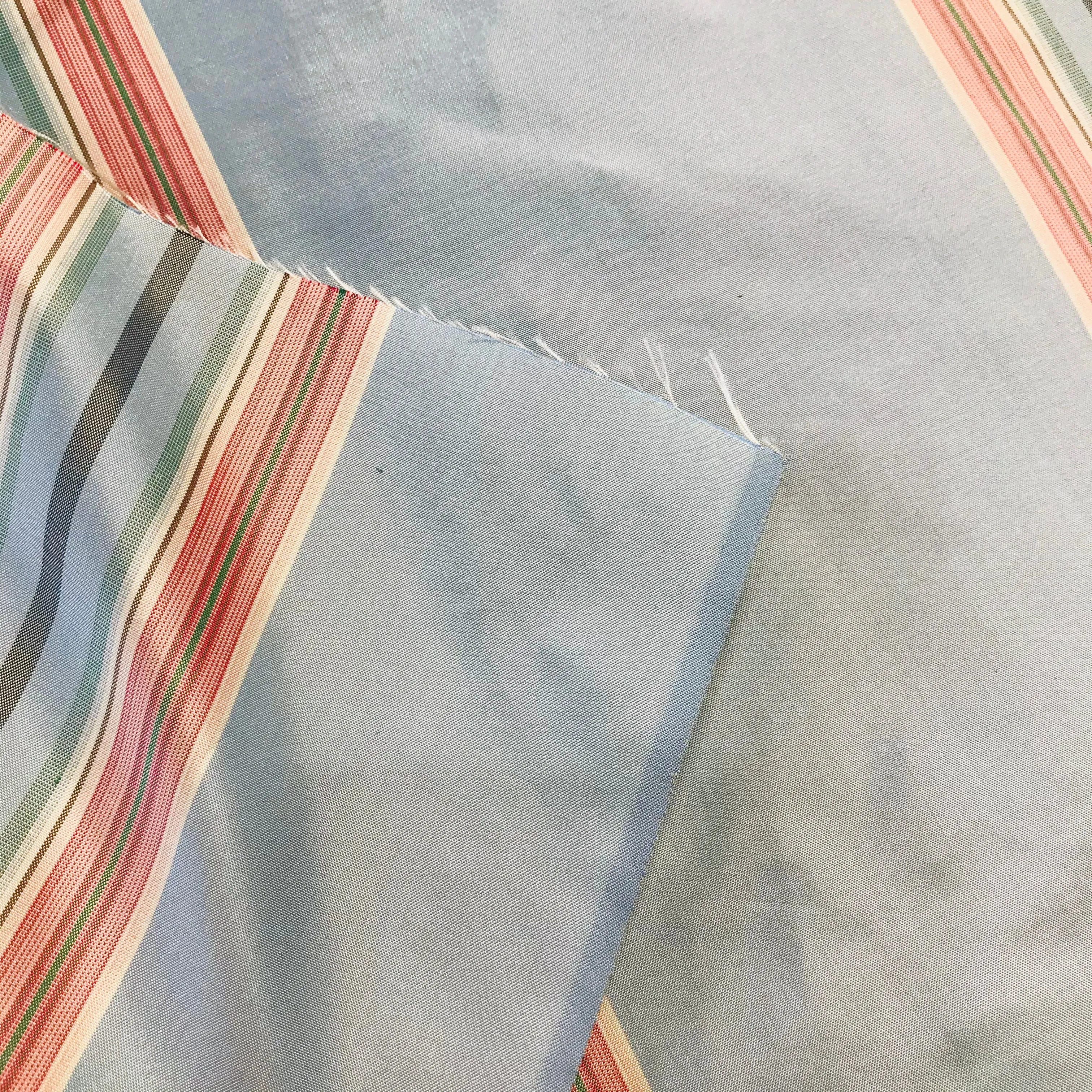 NEW Princess Josephine Designer 100% Silk Taffeta Stripes Fabric - Blue 55” Wide