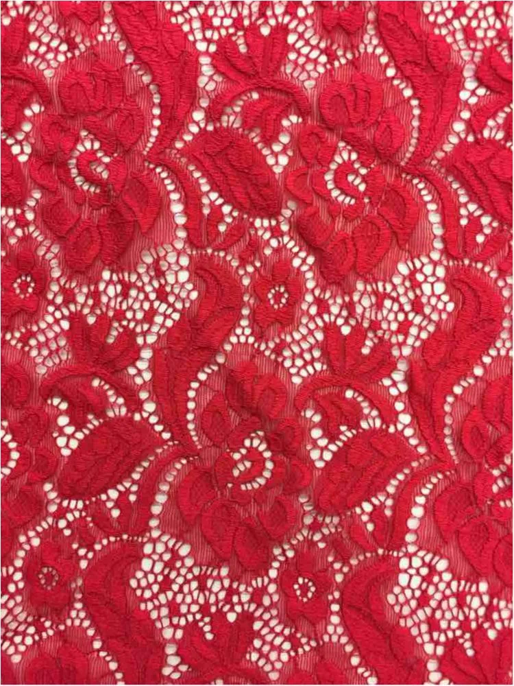 NYLON FLORAL "ZIA" STRETCHED LACE KNIT<br><h6>4T-RED<br>LACE22-YZ</h6>