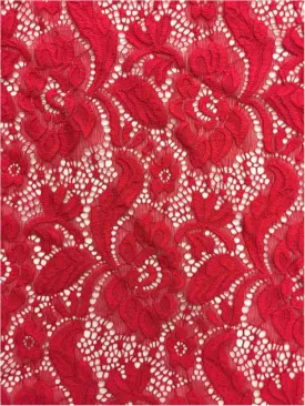 NYLON FLORAL "ZIA" STRETCHED LACE KNIT<br><h6>4T-RED<br>LACE22-YZ</h6>