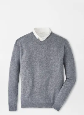 Peter Millar Crown Heritage Cashmere V-Neck Sweater-Oslo Grey