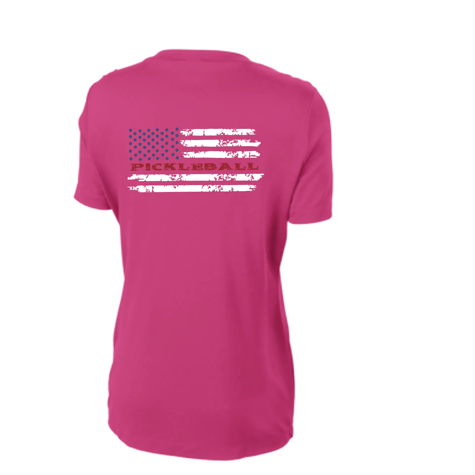 Pickleball Flag Horizontal (Customizable) | Women's Short Sleeve V-Neck Pickleball Shirts | 100% Polyester