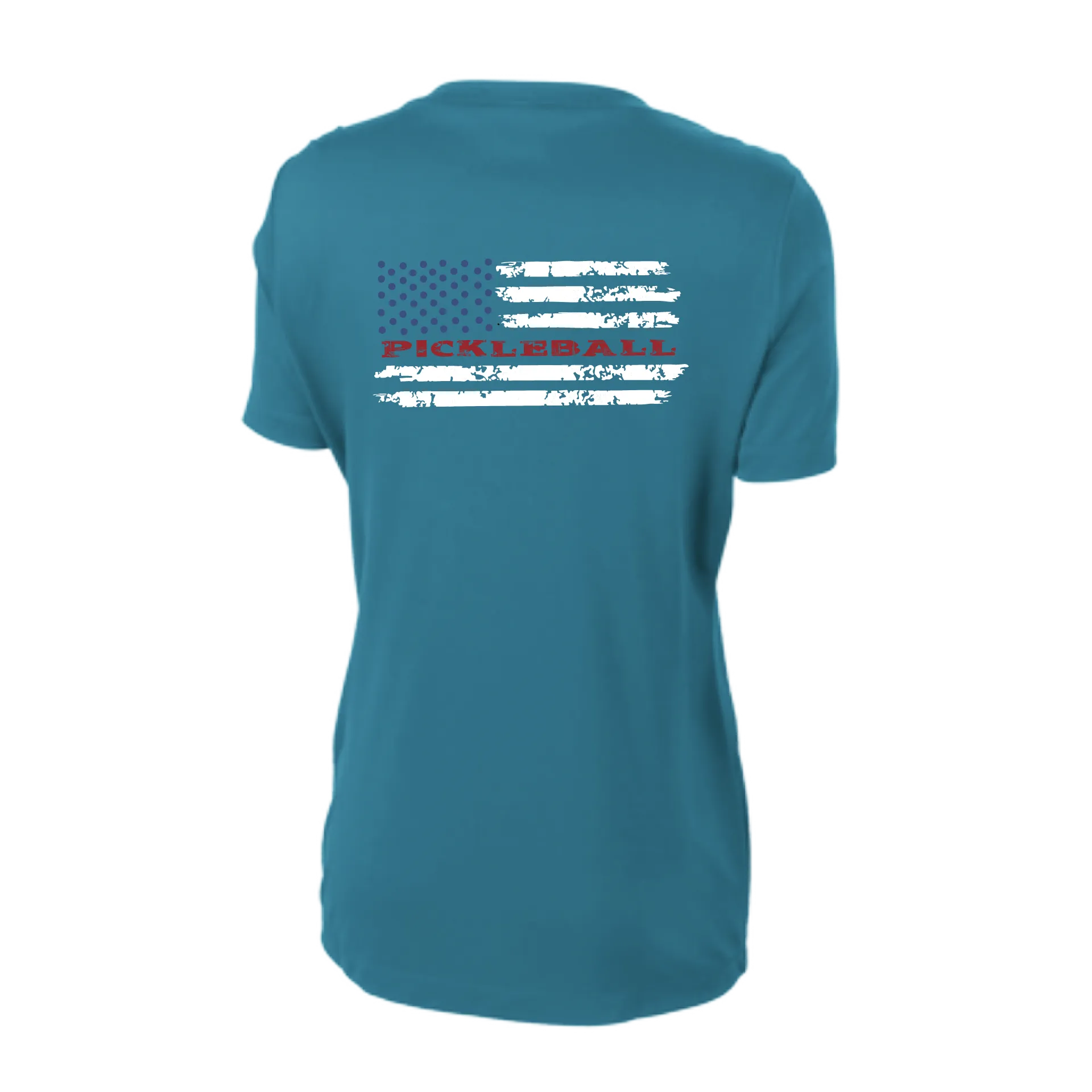 Pickleball Flag Horizontal (Customizable) | Women's Short Sleeve V-Neck Pickleball Shirts | 100% Polyester
