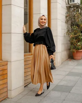 PLEAT LAD FAS SKIRT LIGHT BROWN 4203-10 HE