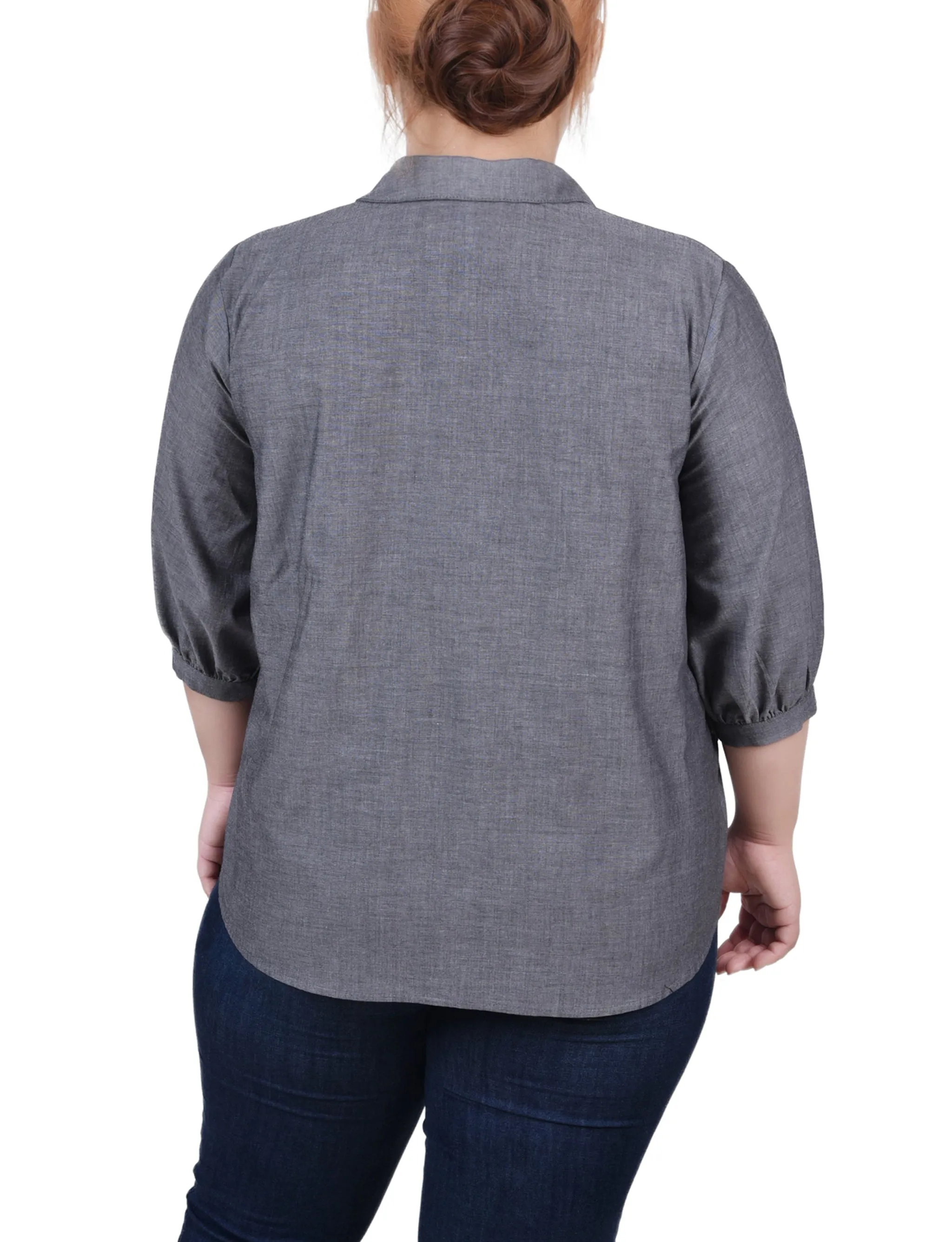 Plus Size Elbow Sleeve Blouse