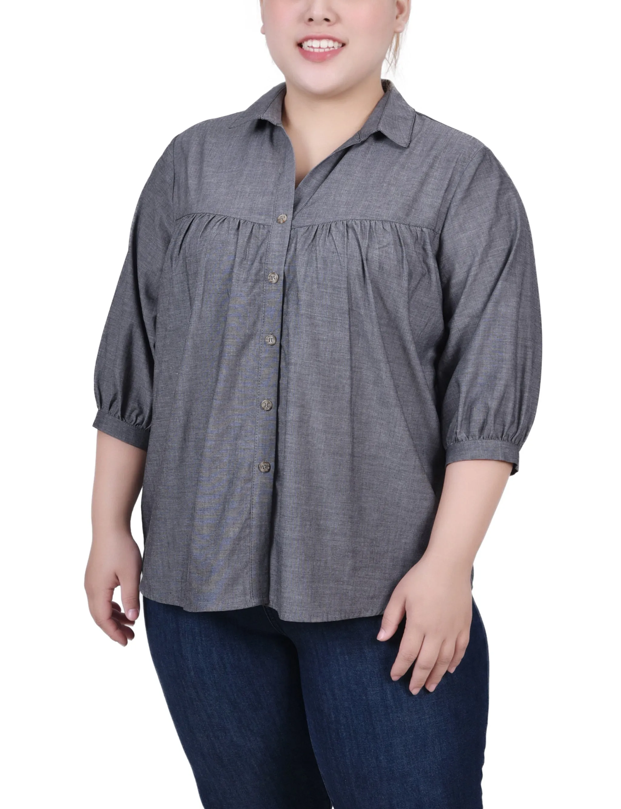 Plus Size Elbow Sleeve Blouse