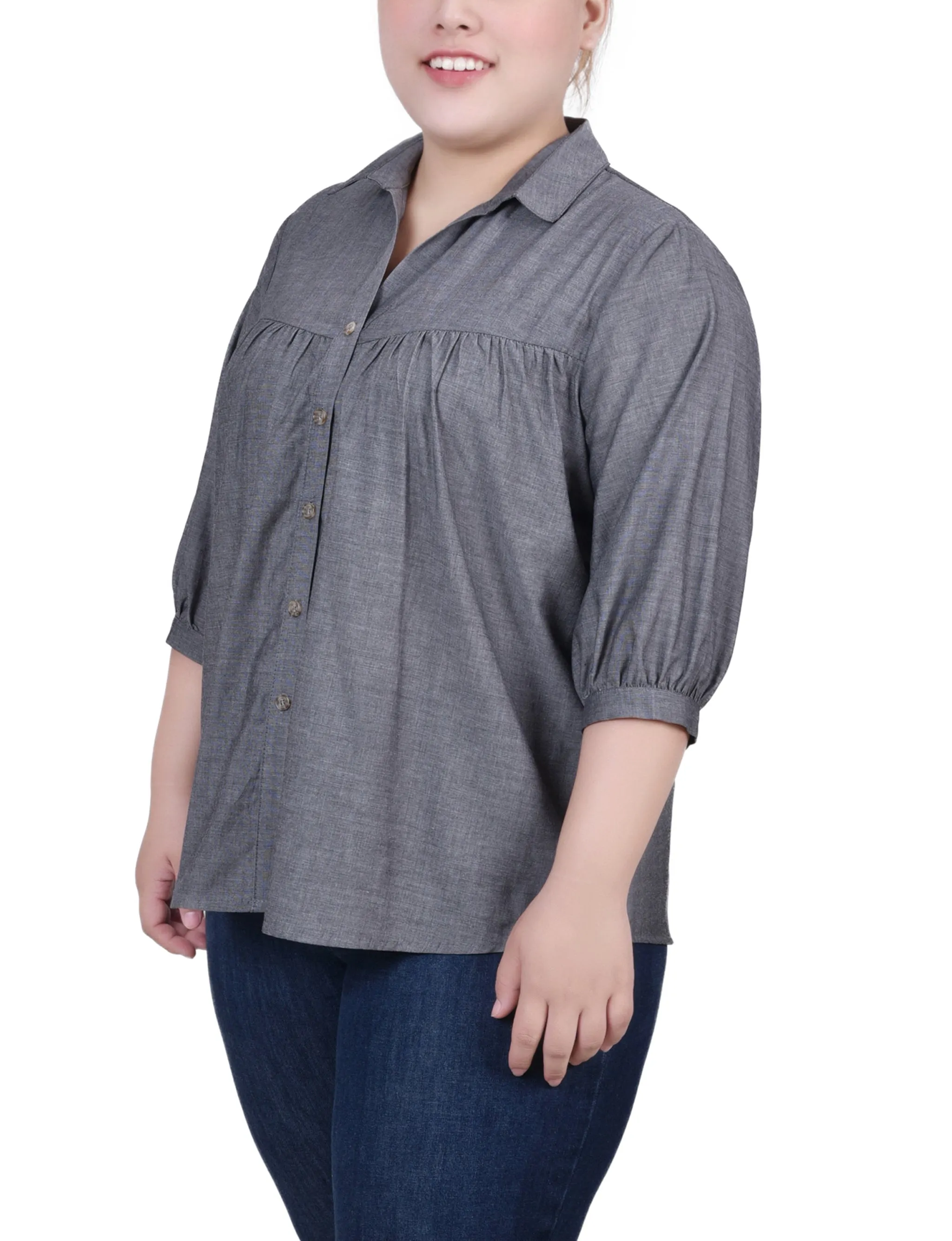 Plus Size Elbow Sleeve Blouse