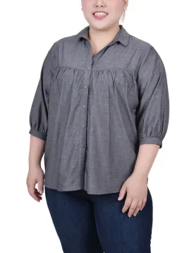 Plus Size Elbow Sleeve Blouse