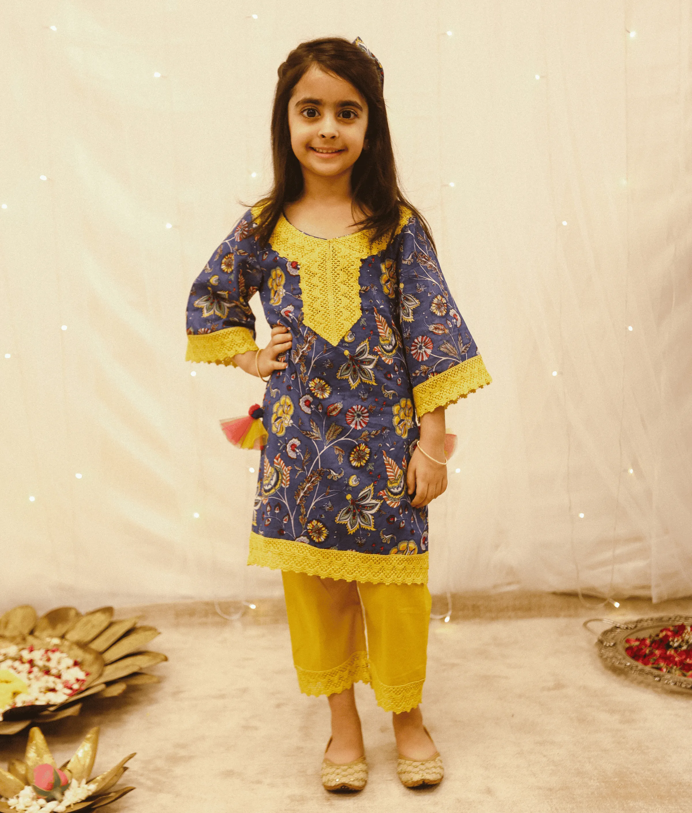 Pre Order:  Blue Printed Suit Set