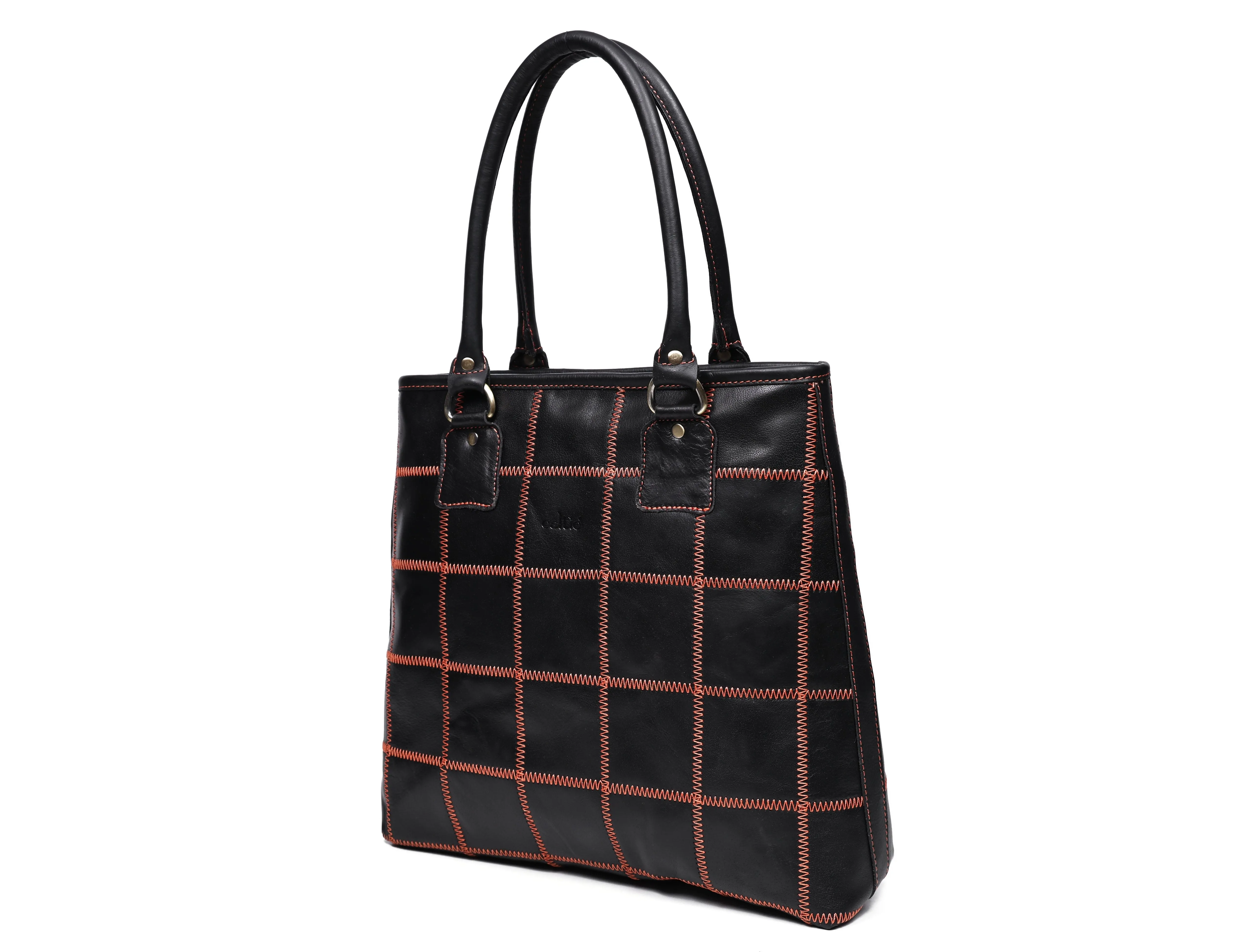 "Bold Fusion: Black Tote Bag with Orange Stitching - Elevate Your Style with Vibrant Contrast"  Art: BG-1143-Z