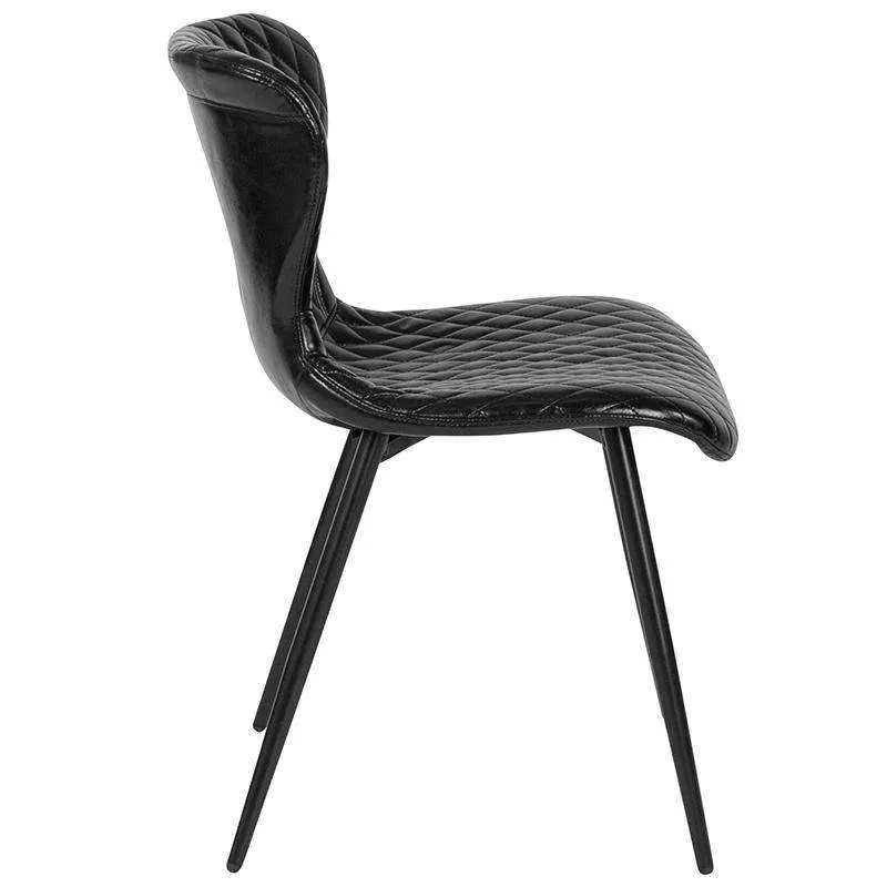 Riverway Black Vinyl Upholstered Chair Black Metal Legs