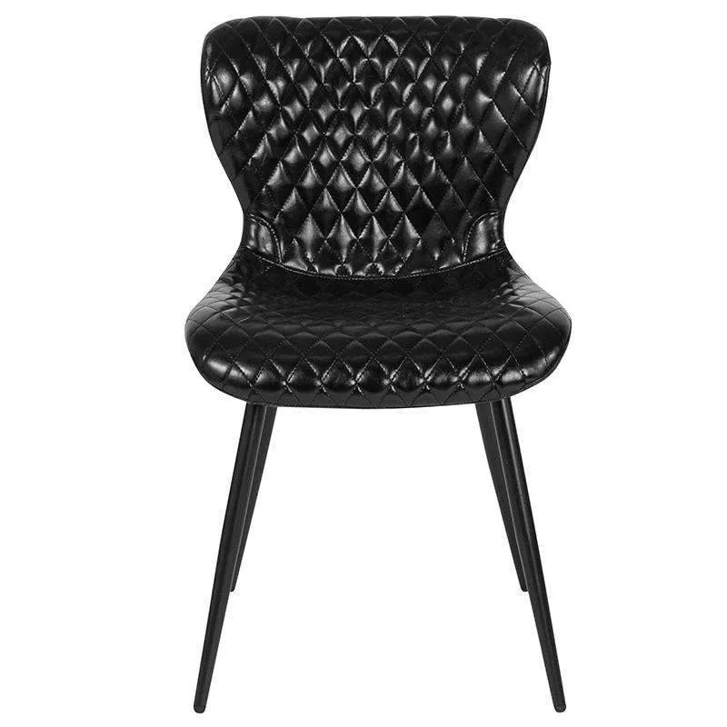 Riverway Black Vinyl Upholstered Chair Black Metal Legs