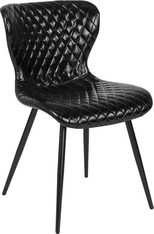 Riverway Black Vinyl Upholstered Chair Black Metal Legs