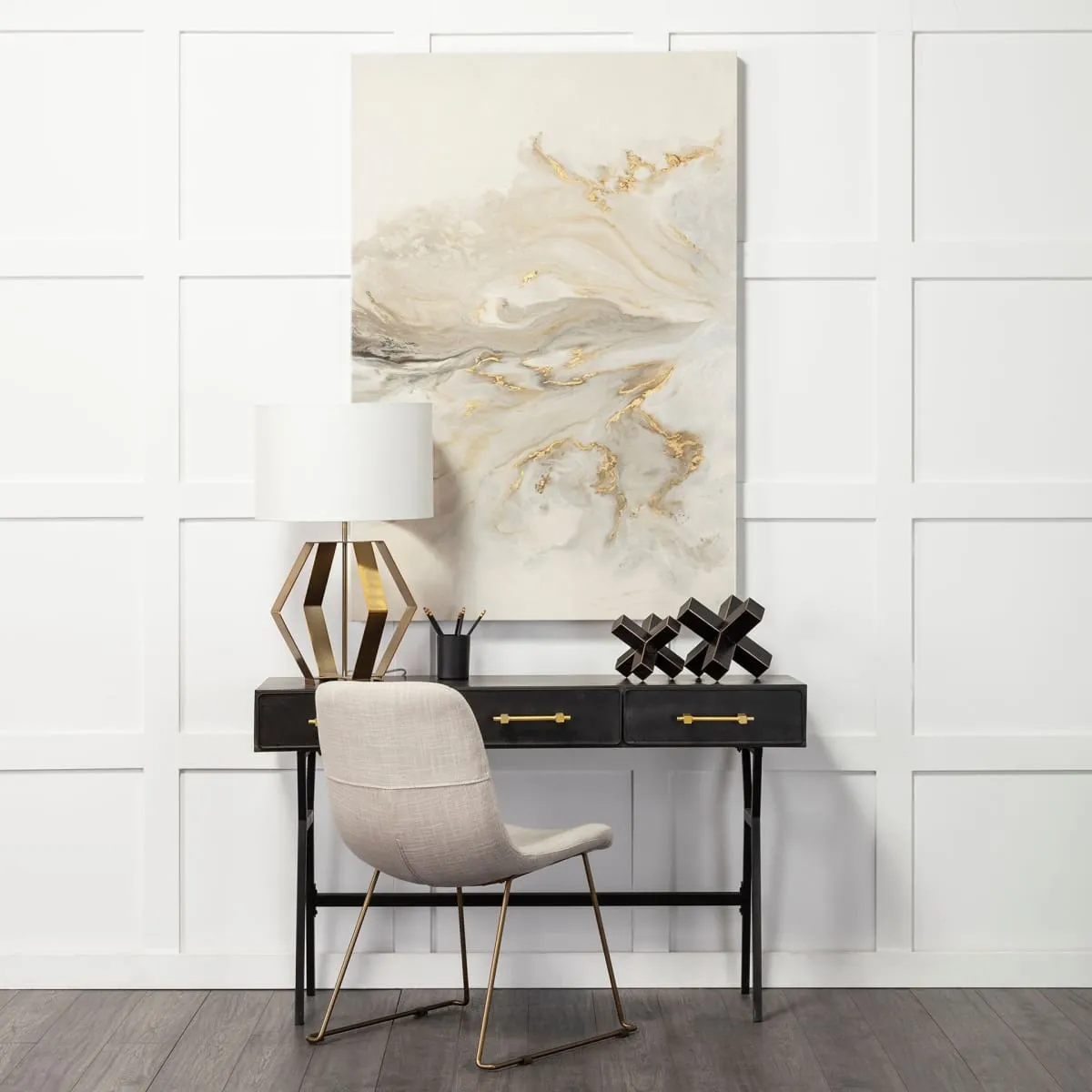 Sawyer Dining Chair Beige Fabric | Gold Metal (Side Chair)