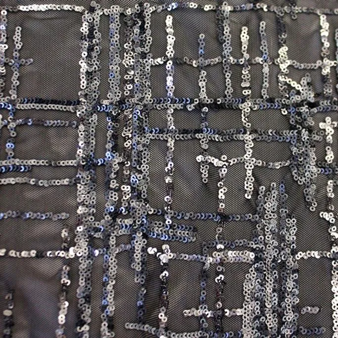 Thin Plaid Stretch Mesh Sequin | Blue Moon Fabrics
