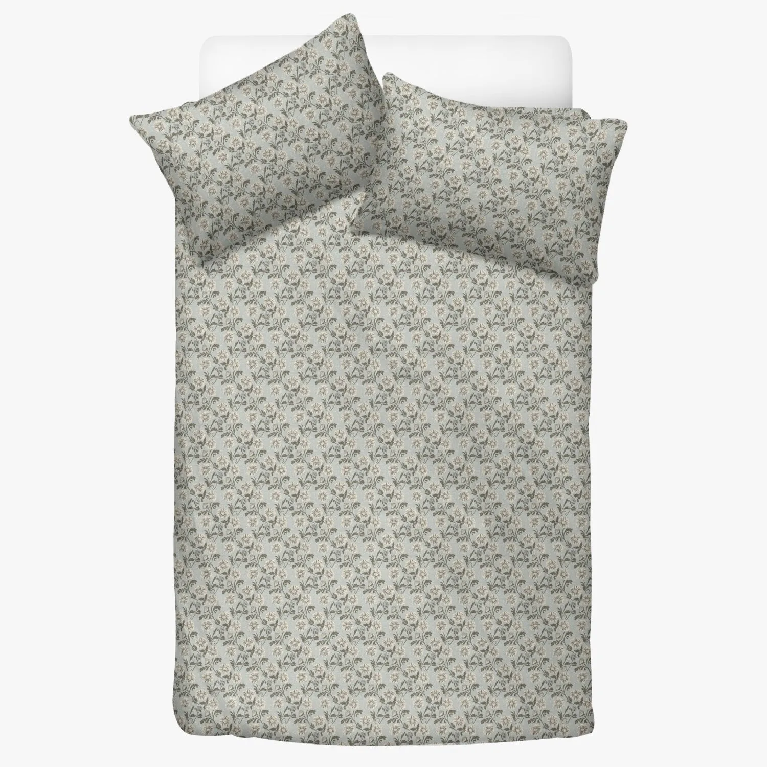 Vampire Art 3-Piece Retro Polyester Bedding Set - Victorian Florals in Dusty Blue