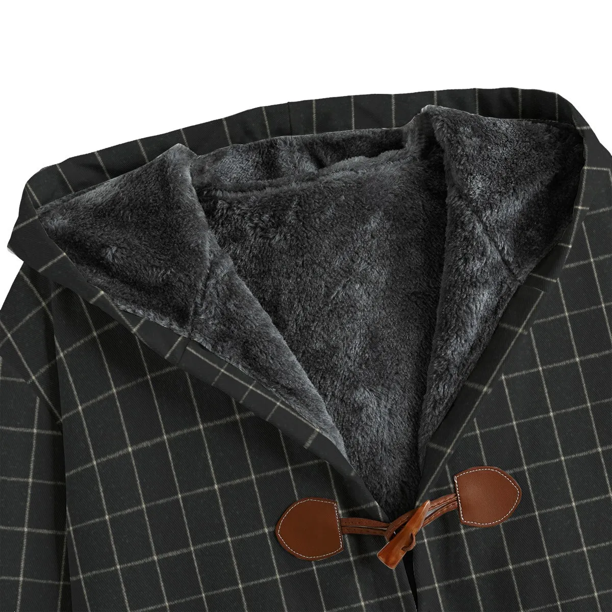 Vampire Art Dark Academia Black Windowpane Tartan Men's 100% Cotton Canvas Button Fleece Jacket