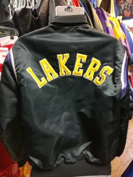 Vtg 80s LOS ANGELES LAKERS NBA Pyramid Back Patch Nylon Jacket M(Mint)
