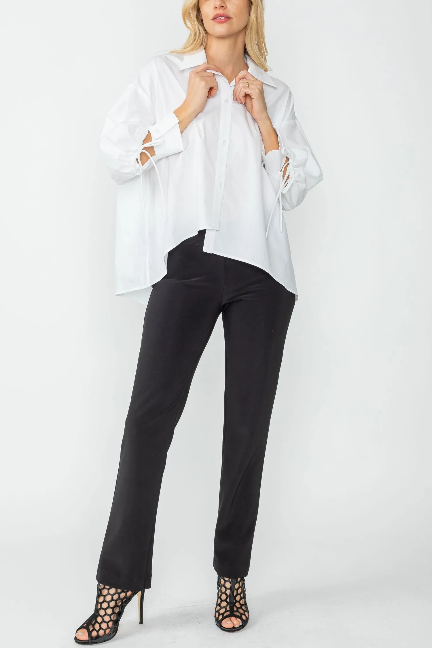 White Unbalanced Button Front Shirt