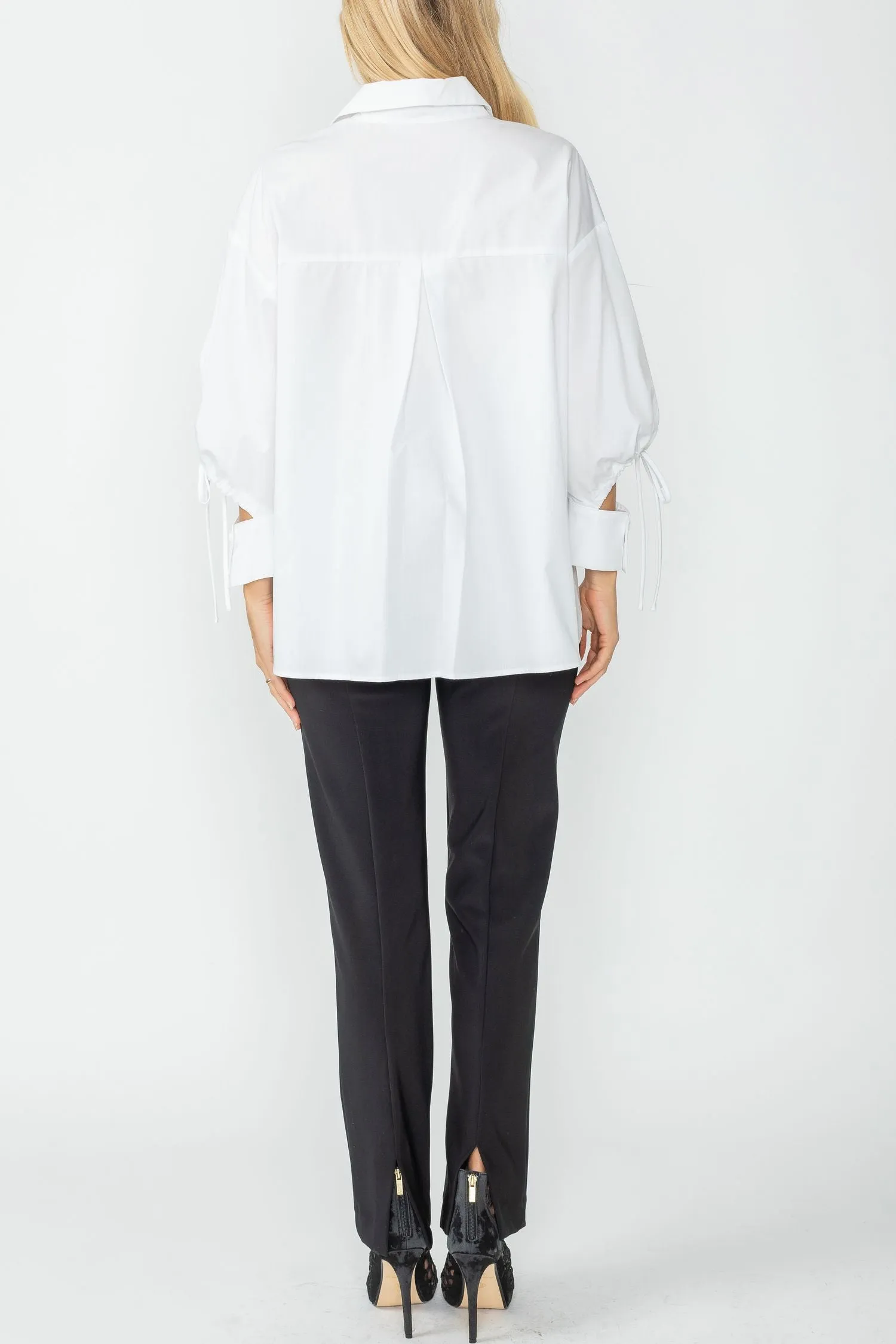 White Unbalanced Button Front Shirt