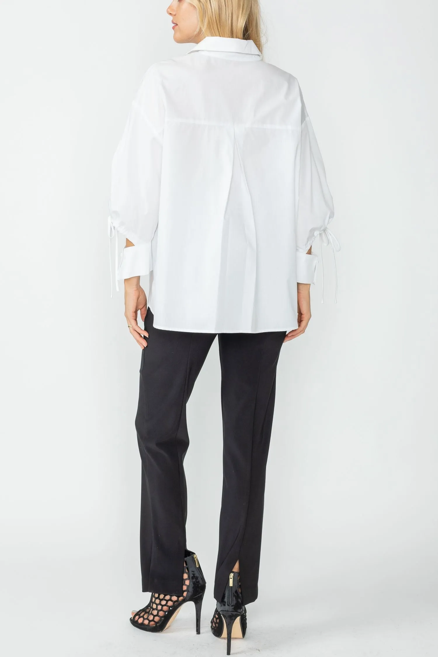 White Unbalanced Button Front Shirt