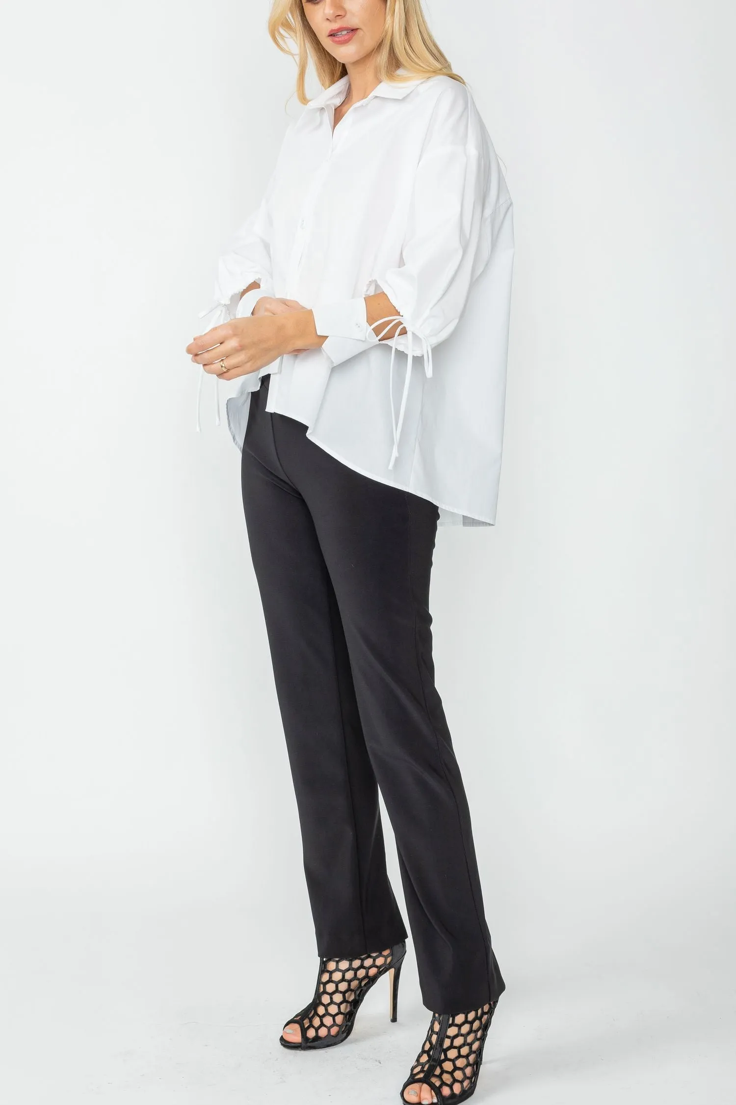 White Unbalanced Button Front Shirt