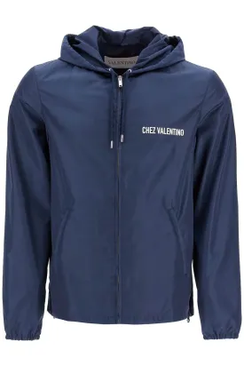 windbreaker jacket with hood from valentino's 6V3CI3486FN BLU/AVORIO