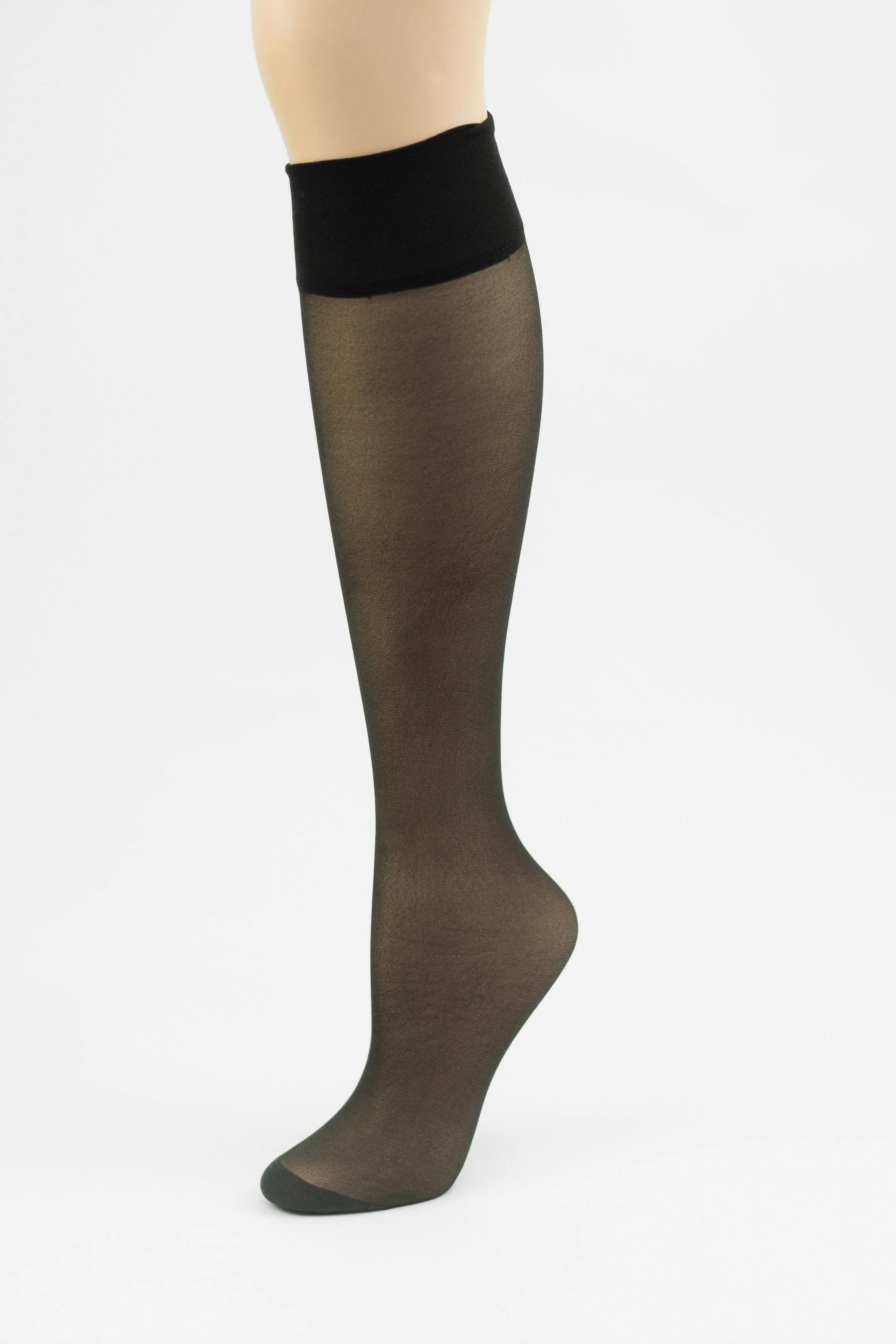 Women's Queen Size Stay-Up Nylon Knee Highs Comfort Hosiery with Reinforced Toe